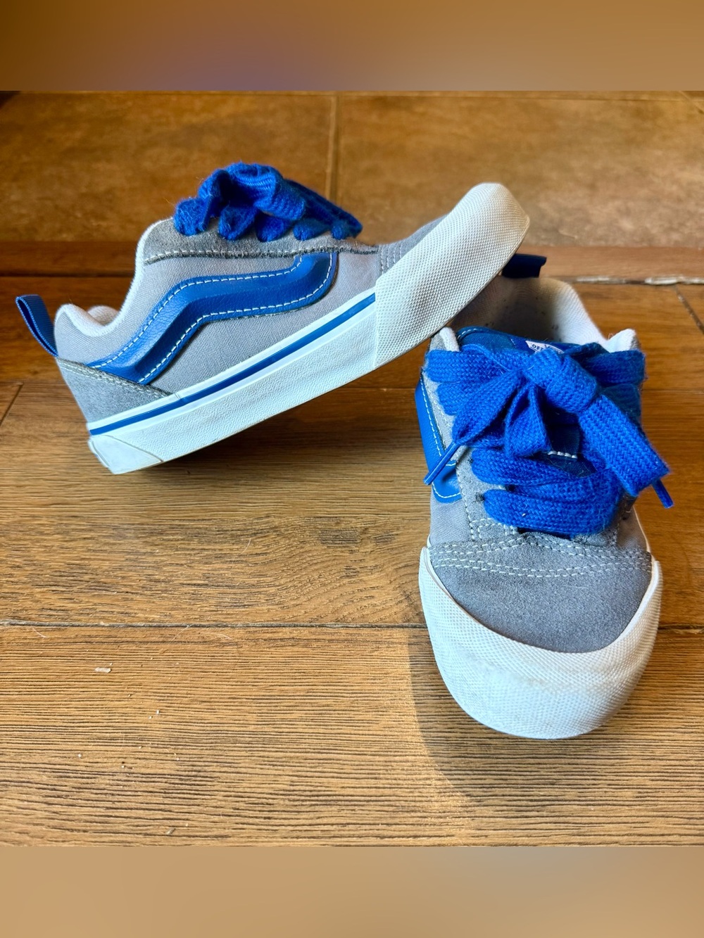 Vans Kids Gray and Blue Skate Sneakers